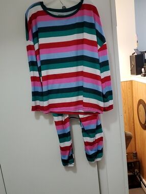 Striped Long-Sleeve Pajama Set in Multicolor